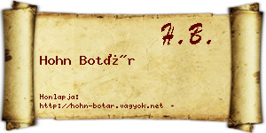 Hohn Botár névjegykártya
